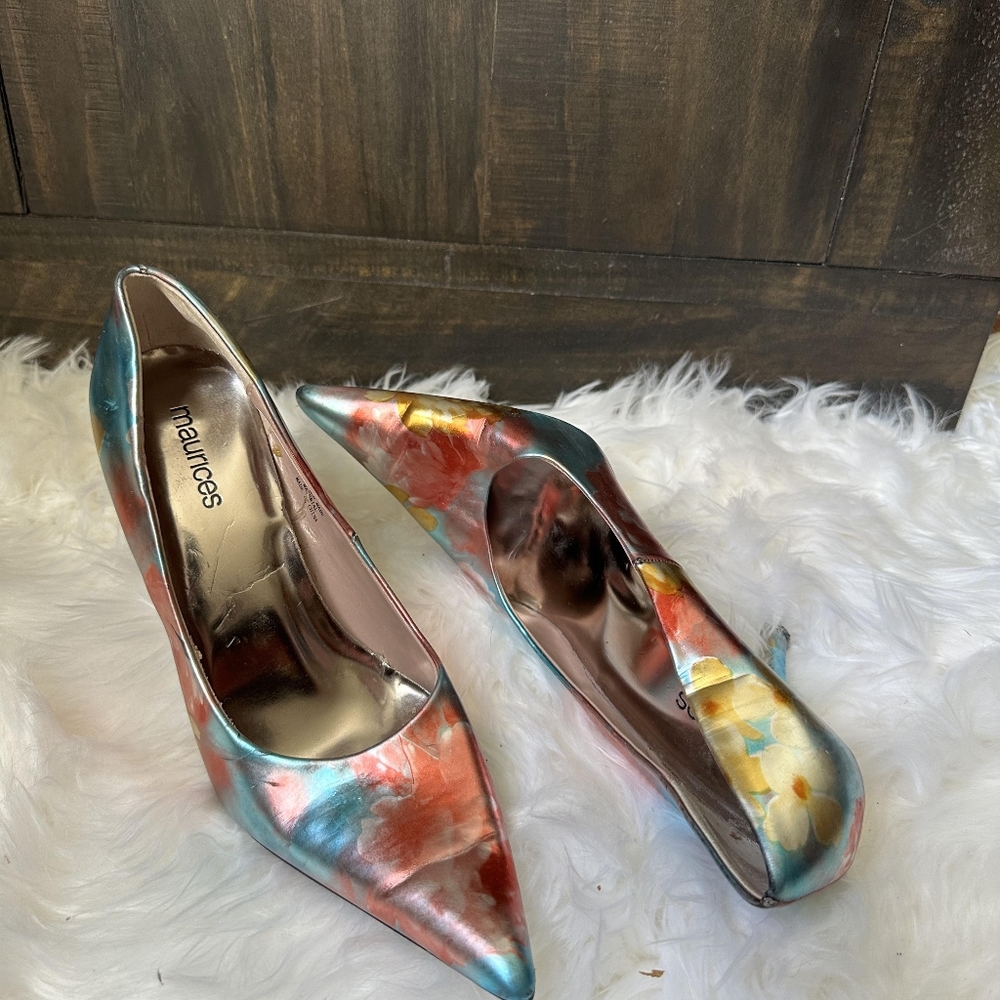 Women's rainbow metallic heels